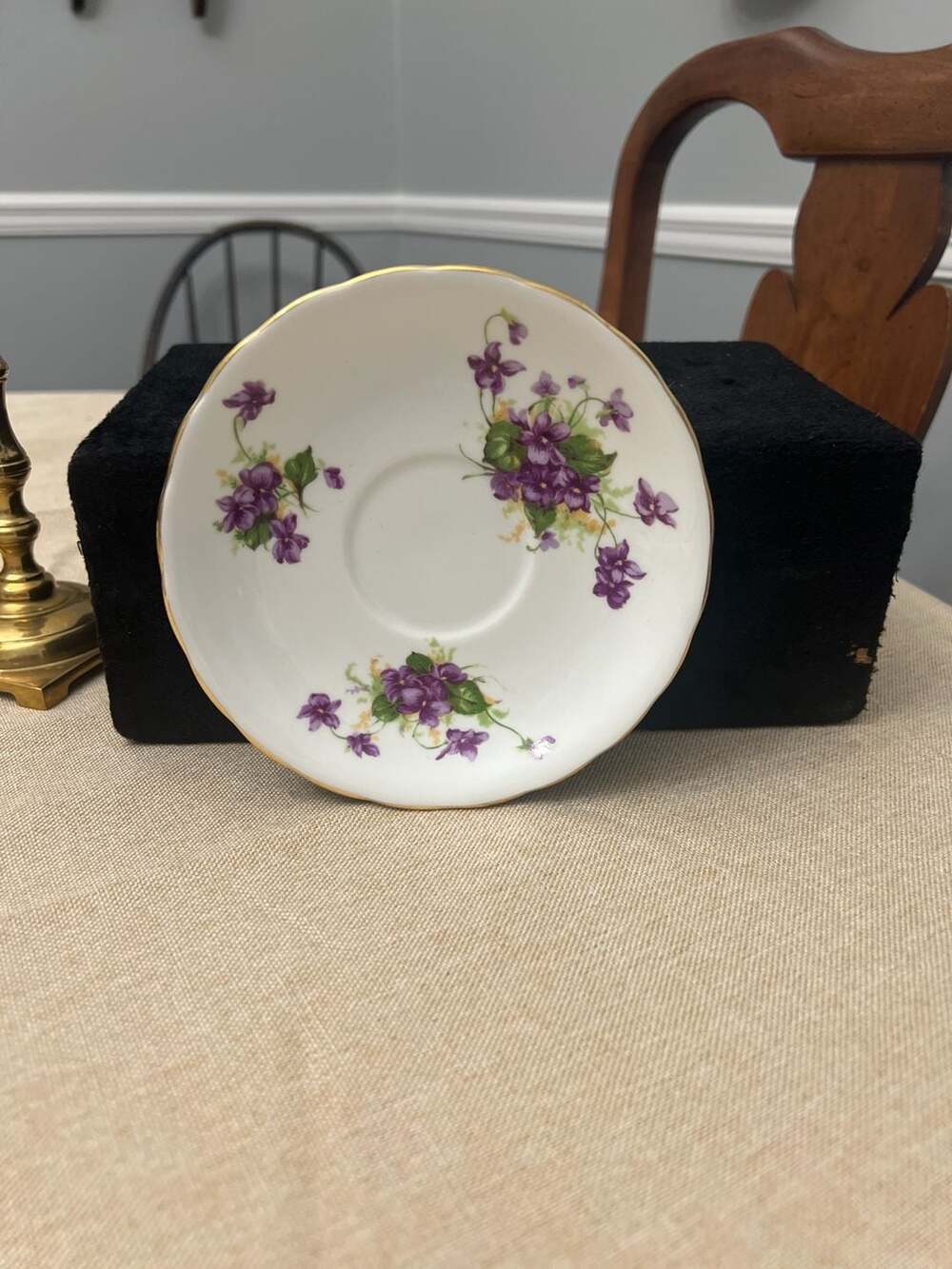 Clarence Bone China Violets Floral Saucer 5.5" Made in England